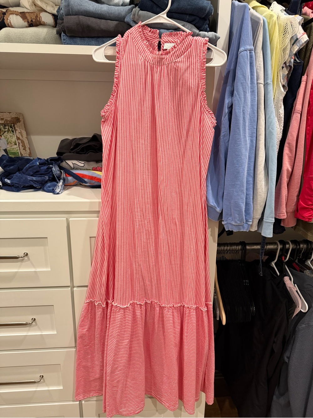 Mud Pie Pink and White Striped Maxi Dress